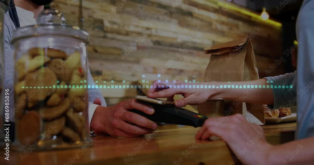 Poster animation of data processing over contactless payment on terminal