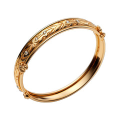 Gold Bangle Bracelet Isolated on Transparent or White Background, PNG
