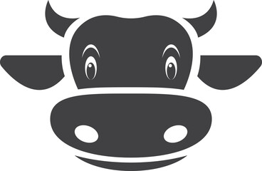 Cow head design isolated on transparent background. Fram Animals.