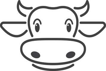 Cow head design isolated on transparent background. Fram Animals.