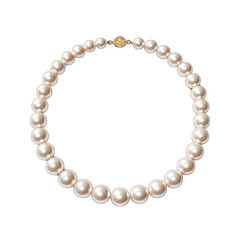 White Pearl Necklace Isolated on Transparent or White Background, PNG