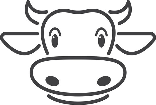 Cow head design isolated on transparent background. Fram Animals.