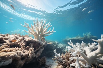 Coral Bleaching and Mortality Due to Temperature Increase - obrazy, fototapety, plakaty
