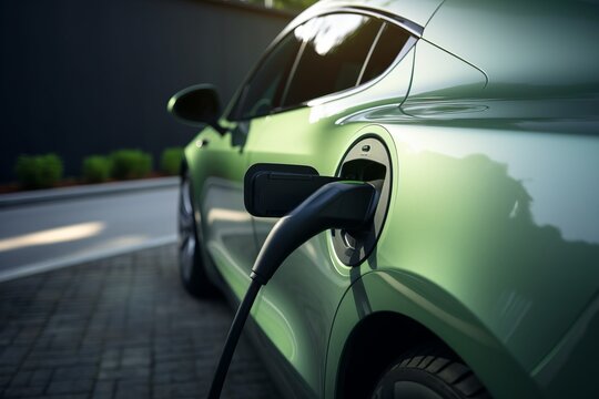 Electric car charging at garage