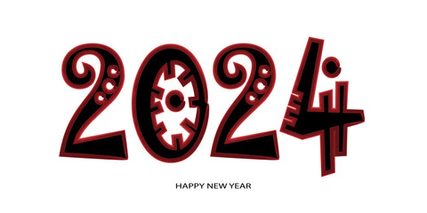 Happy New Year, 2024 on white background
