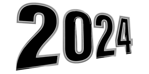 Happy New Year, 2024 on white background