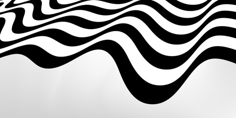 Black on white abstract perspective line stripes with 3d dimensional effect isolated on white background. vector eps 10 - obrazy, fototapety, plakaty