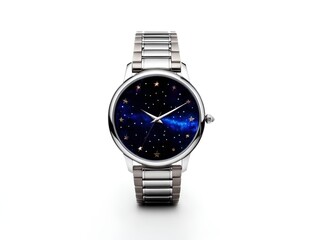 An elegant watch with a dial that mimics a starry night sky