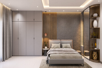 Bedroom Interior Design Master Bed 3D rendered unreal engine