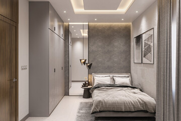 Interior Design luxury bedroom interior 3d Rendered concept