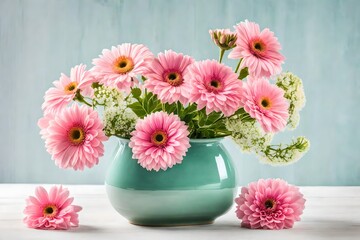 Obraz na płótnie Canvas pink gerber flowers in vase
