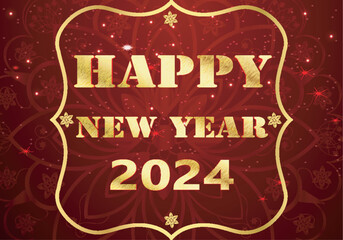 Happy new year 2024 celebration Premium vector background with 3d effect gradient color template.