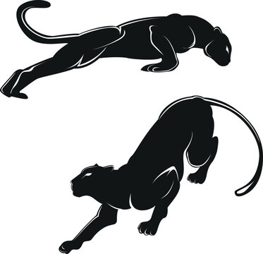 Abstract Silhouette Of A Black Panther Vector 