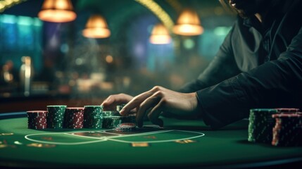 mature man playing poker in a casino, gambling nightlife portrait