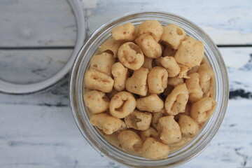Indonesian snack called potel in a jar on the table