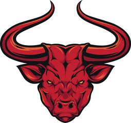  illustration vector graphic of red bufalo head mascot good for logo sport ,t-shirt ,logo