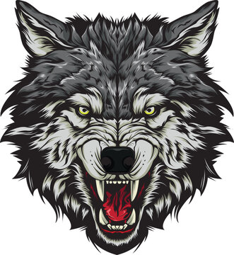 illustration vector graphic of angry wolf head mascot