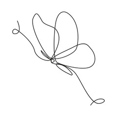 Butterfly  single continuous one line out line vector art  drawing  and tattoo design