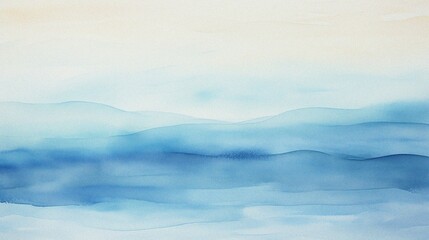 watercolor painting of abstract ocean horizon sunset background template
