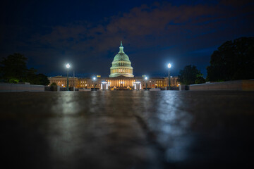 Washington DC. Capitol building at night. USA Congress, Washington D.C.