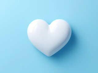 A white heart in blue background, Charity, pure love and kindness concept. Generative Ai