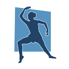 Silhouette of a female ballet dancer in action pose. Silhouette of a ballerina girl dancing pose.