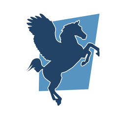Obraz premium Sillhouette of a mythical horse animal with wings. Silhouette of pegasus greek mythical flying horse creature. 