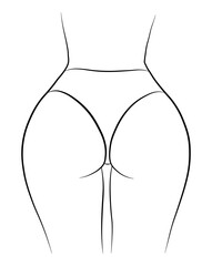 illustration of body women butt bikini simple drawing