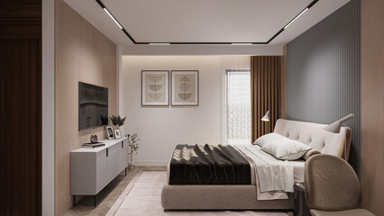 Fototapeta na wymiar Modern Master Bedroom Design Inspiration from Around the World