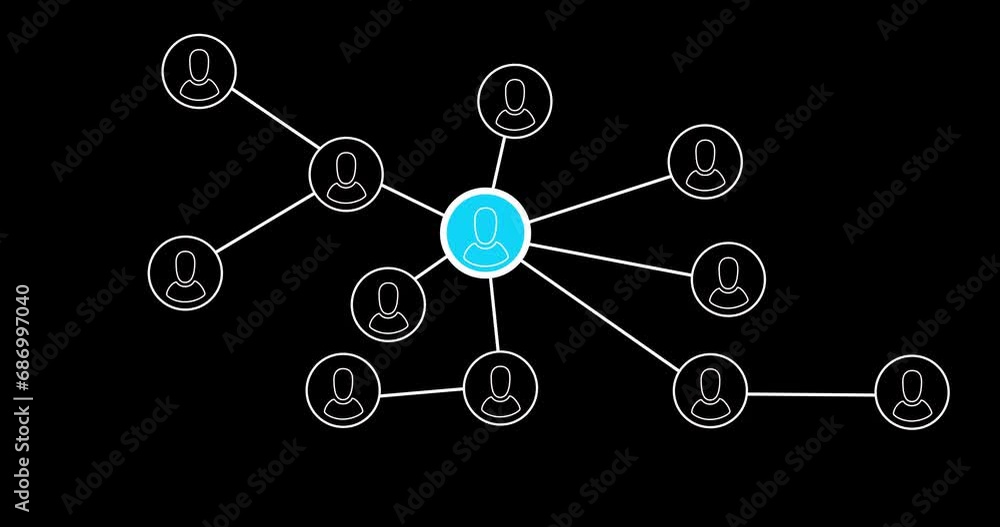 Poster animation of net of connections on black background