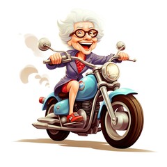 a cartoon of a woman riding a motorcycle