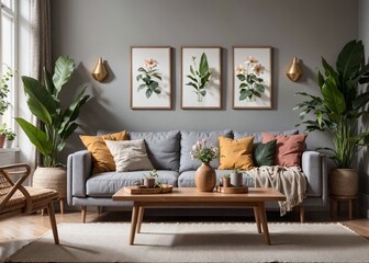 modern living room vibes: relax in style with inviting furniture, calming greenery, and a touch of nature