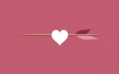White Heart Pierced by Arrow - Symbol of Cupid's Love