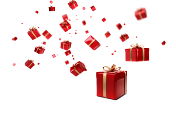 gift boxes falling on isolated background