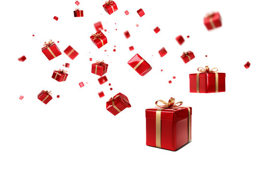 gift boxes falling on isolated background