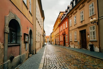 Deurstickers Street in the old European town of Cheb in the Czech Republic © Cavan
