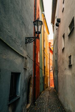 Street in the old European town of Cheb in the Czech Republic