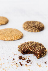 Sesame cookies with cookie crumbs