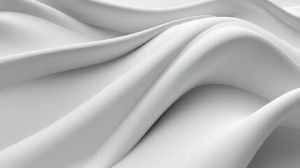 Abstract white background with smooth wavy lines, 3d render illustration