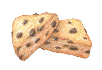 ざっくりチョコスコーン　水彩色鉛筆イラスト