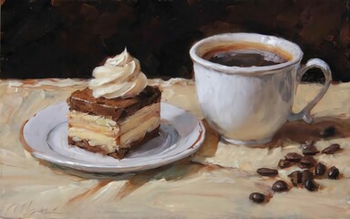 coffee and chocolate cake