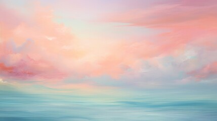a silky background in soft pastel shades of pink and turquoise, reminiscent of a tranquil sunrise...