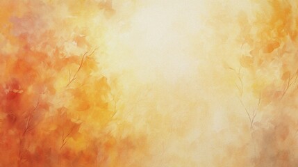 abstract warm autumn leaves watercolor painting background template