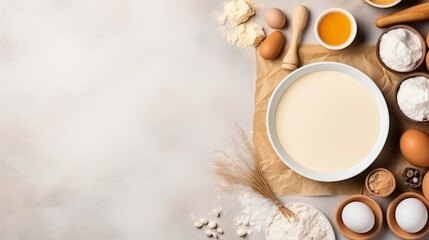 Obraz na płótnie Canvas Baking and Cooking Ingredients Flour Eggs