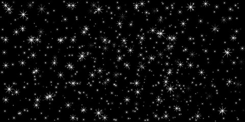 Celebration Sparkly background with 3d star on dark backdrop. Starry sky design. Glitzy Christmas vector illustration can used web pages, banner, poster. Bright pattern.