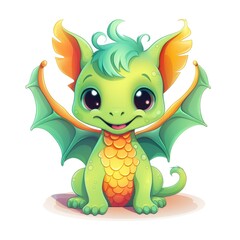 Fototapeta premium Cute cartoon 3d character dragon on white background