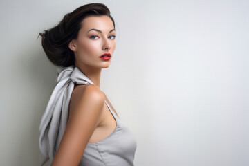 Naklejka premium Portrait of a beautiful vintage young woman with copyspace