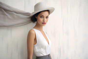 Portrait of a beautiful vintage young woman with copyspace