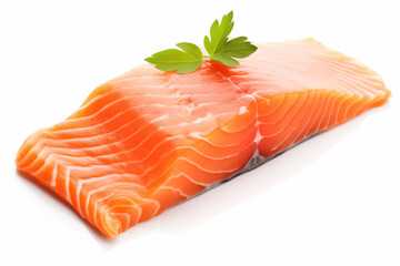 a piece of salmon with parsley on top