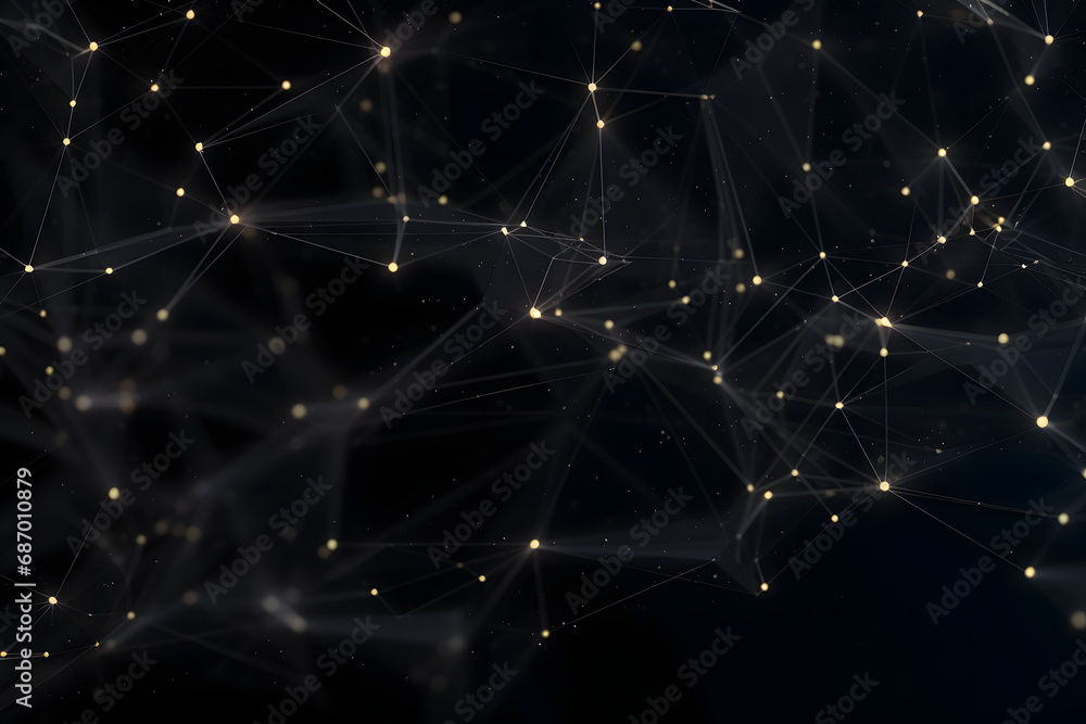 Poster abstract polygonal space with connecting dots and lines. dark background. connection structure. 3d w